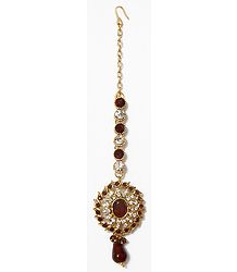 Faux Zirconia and Garnet Studded Mang Tika