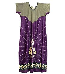 Off-White Print on Purple Cotton Maxi