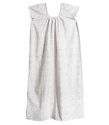 Red and Purple Tiny Floral Print on White Cotton Maxi