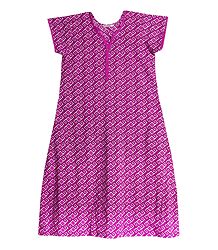 Magenta with White Print on Cotton Maxi
