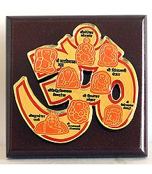 Ashta Vinayaka with Om on Wooden Panel with Names