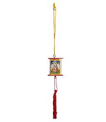3 Faced Acrylic Box with Buddhist Pictures on Red Tassel