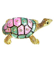 Feng Shui Bejeweled and Gold Plated Tortoise for Good Health and Longevity