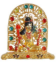 Golden Shiva on Stone Studded Throne
