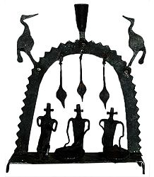 Iron Candle Stand Depicting Musicians