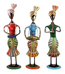 Set of 3 Multicolor Men Musicians