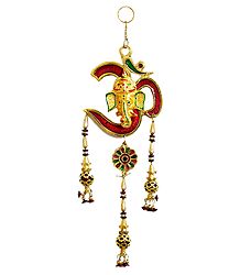 Ganesha on Om - Metal Wall Hanging