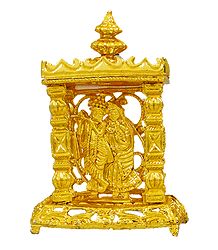 Metal Radha Krishna in Temple for Car Dashboard