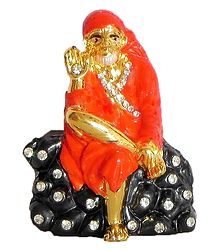 Stone Studded on Gold Plated Shirdi Sai Baba