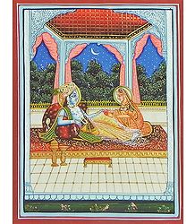 Reclining Krishna Holding Radha's Hand