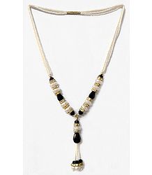 White and Black Acrylic Bead Necklace and Earrings