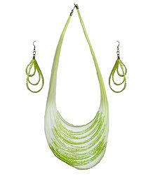 Light Green Bead Necklace and Earrings