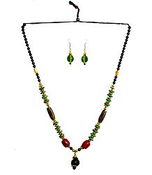 Wheel Bead Necklace with Earrings