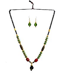 Wheel Bead Necklace with Earrings