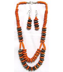 Tibetan Bead Necklace and Earrings