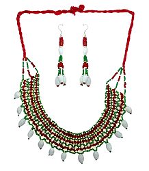 Multicolor Bead Necklace and Earrings