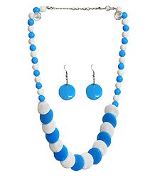 Blue and White Beaded Necklace