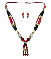 Multicolor Bead Necklace with Earrings