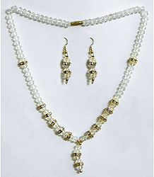 White Stone Studded Crystal Necklace