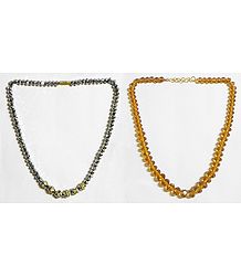 Dark Grey and Chrome Yellow   Crystal Bead Necklace