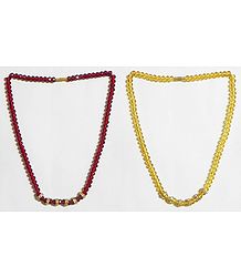 Maroon and Yellow Crystal Bead Necklace
