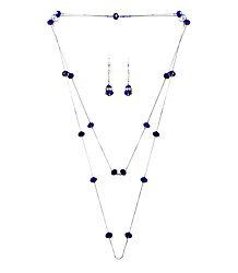 Dark Blue Crystal Bead Necklace Set
