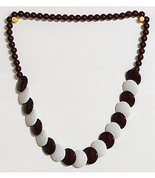 Dark Brown and White Bead Necklace