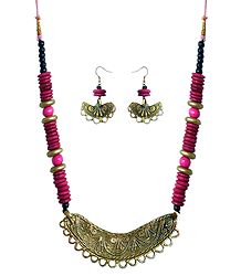 Bead Necklace with Brass Dokra Pendant