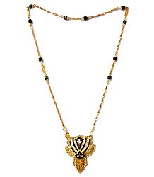 Gold Plated Chain with Black Crystal Necklace
