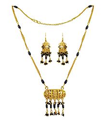Gold Plated Mangalsutra with Earrings