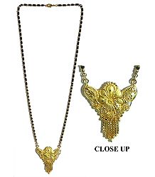 Gold Plated Mangalsutra with Black Beads and Pendant