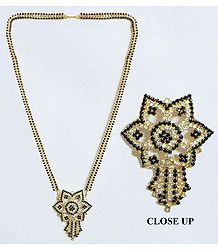 Black and White Stone Studded on Gold Plated Mangalsutra