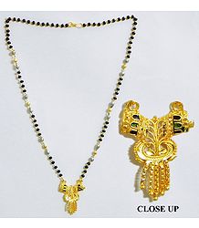 Black and Golden Beaded Mangalsutra with Pendant