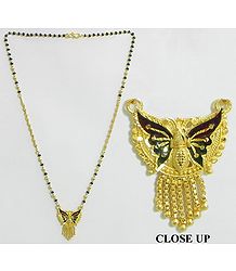 Black Beaded and Gold Plated Mangalsutra with Pendant