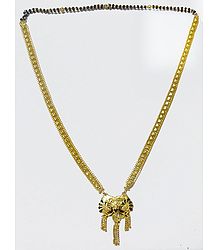 Gold plated Mangalsutra with Laquered Peacock Pendant