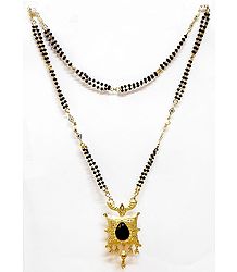 Black and Golden Bead Gold Plated Mangalsutra
