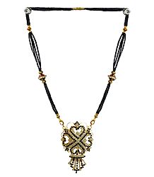 Black Beaded Mangalsutra with Stone Studded Pendant