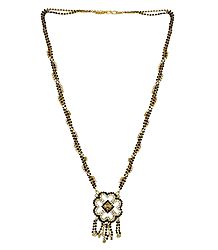 Black Stone Studded and Gold Plated Mangalsutra with Pendant