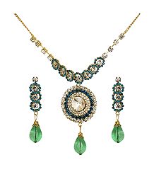 Faux Topaz and Zirconia Studded Necklace and Earrings