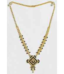 Gold Plated and Black Stone Studded Necklace with Pendant