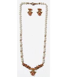 Faux Pearl Necklace with Earrings