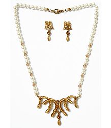 Faux Pearl Necklace with Earrings