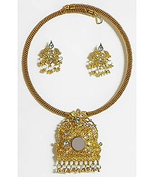 Oxidised Metal Spring Necklace with Earrings