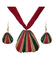 Terracotta Triangle Pendant and Earrings