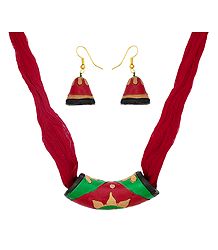 Red Terracotta Necklace and Earrings