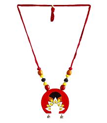 Adjustable Necklace with Hand Painted Cardboard Pendant