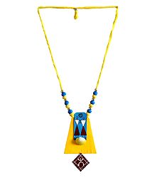 Adjustable Necklace with Hand Painted Abstract Human Figure on Cardboard Pendant