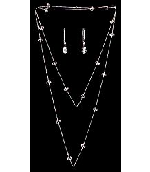 White Crystal Bead Necklace Set