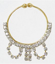 White Stone Studded Non Piercing Nose Ring
