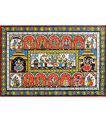 Radha Krishna with Depictions of Dashavatara, lakshmi and Saraswati
